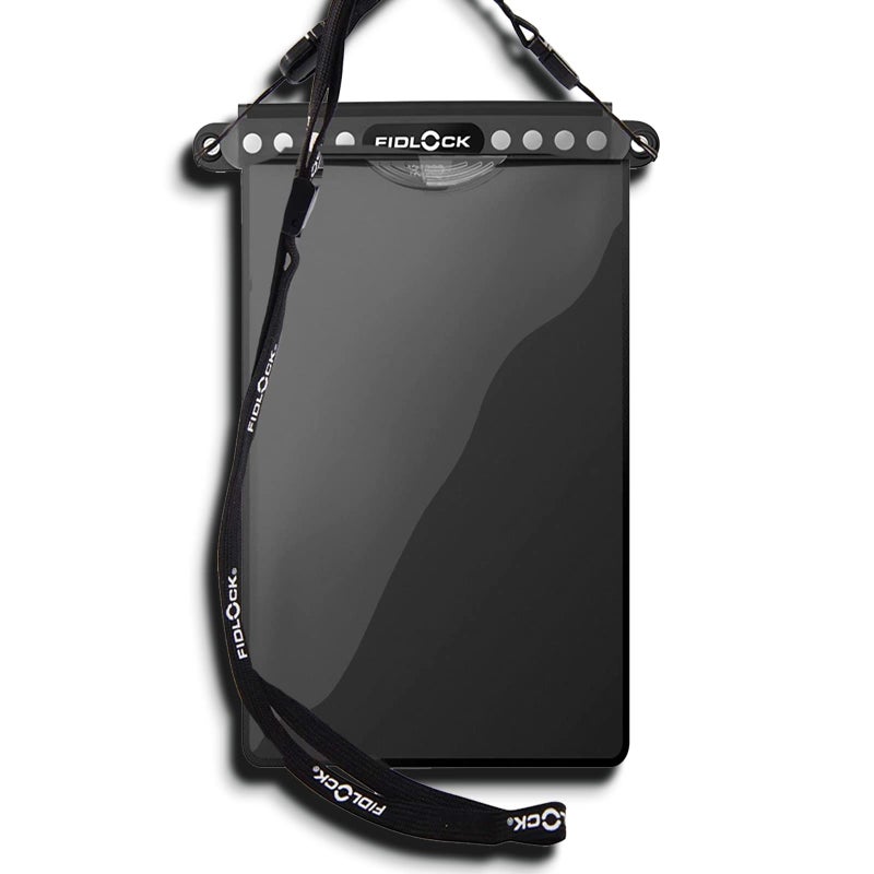 FIDLOCK Hermetic Dry Bag Flexible Magnetic Self-Sealing Bag for Cellphone | 100% Water & Sand Proof | Practical Size with a Large Opening | Lanyard Included | Medi | Orange Transparent - Image 1